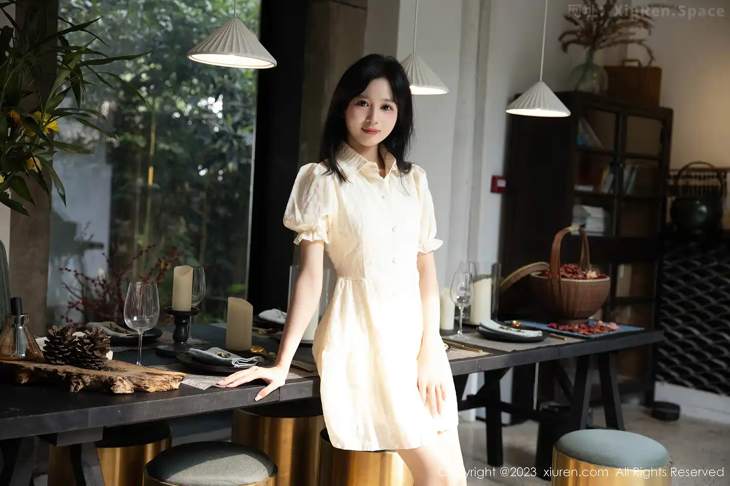 图片[6]-[XiuRen秀人网]VOL.7742 模特糖豆sisi性感淡黄连衣裙露白色蕾丝内衣配原色丝袜诱惑写真62P-秀人网官方网站